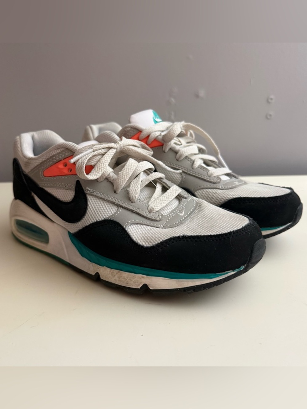 Nike White, Black & Teal Air Max Sneakers with Coral Accents - Picture 7 of 10